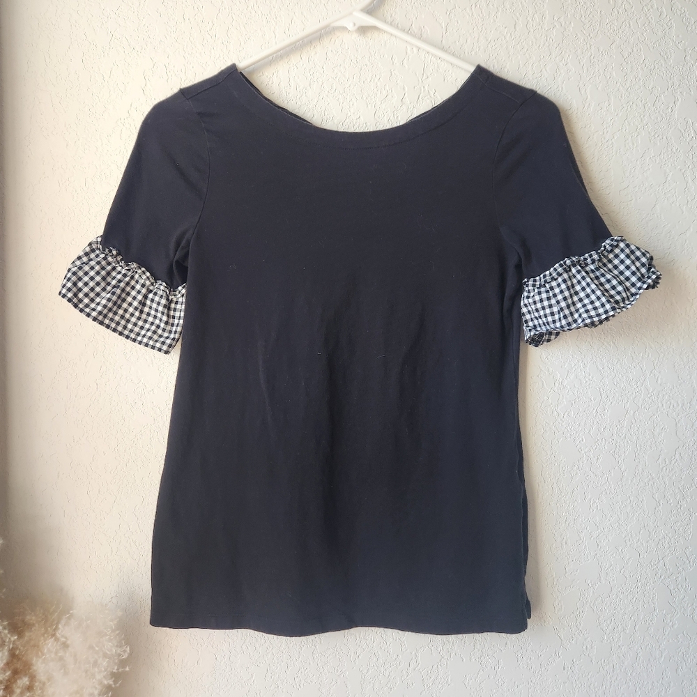 Talbots Black Ruffle Blouse